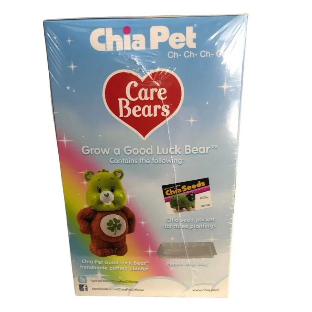 Chia Pet Care Bears Good Luck Bear Decorative Pottery Planter Green NIB Sealed - Picture 7 of 11